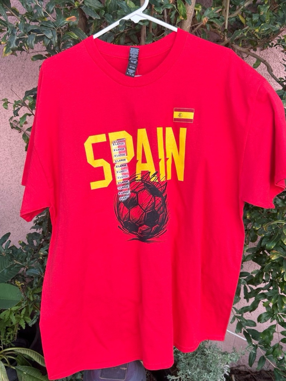 Gildan Red  Spain Soccer Graphic Tee with Yellow Lettering